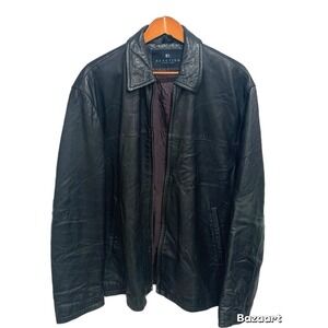 kenneth cole reaction Men's Genuine Leather Black Jacket Sz :M